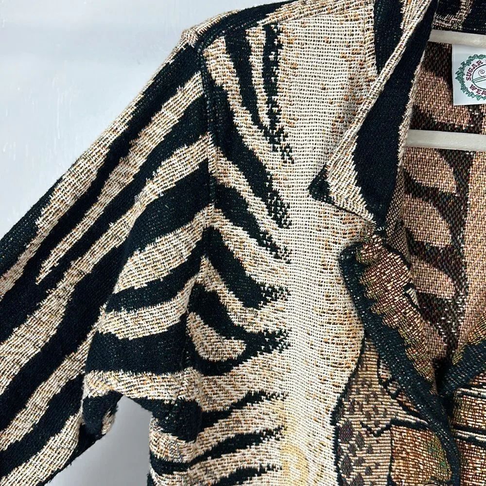 Sugar Street Weavers Vintage Tapestry Cotton Zebra Print Jacket Size S/M - Picture 2 of 11
